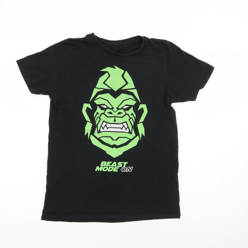 Pep & Co Girls Black  Cotton Pullover T-Shirt Size 12-13 Years Crew Neck
