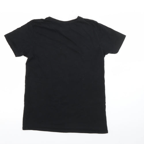 Pep & Co Girls Black  Cotton Pullover T-Shirt Size 12-13 Years Crew Neck