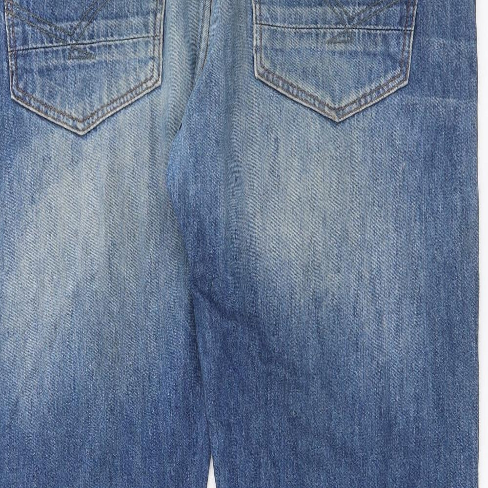 Firetrap Mens Blue  Cotton Straight Jeans Size 38 L30 in Regular Button