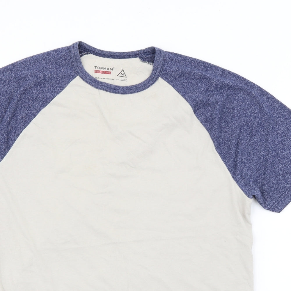 Topman Mens Blue  Cotton  T-Shirt Size M Crew Neck