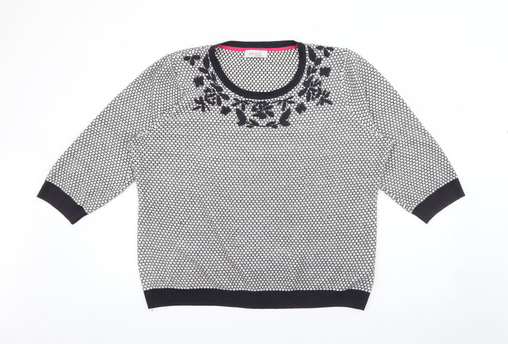 Per Una Womens White Scoop Neck  Acrylic Pullover Jumper Size 18