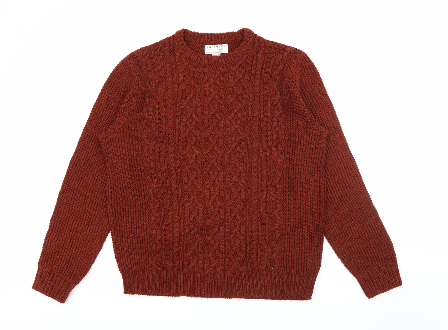 F&F Mens Red Crew Neck  Acrylic Pullover Jumper Size XL