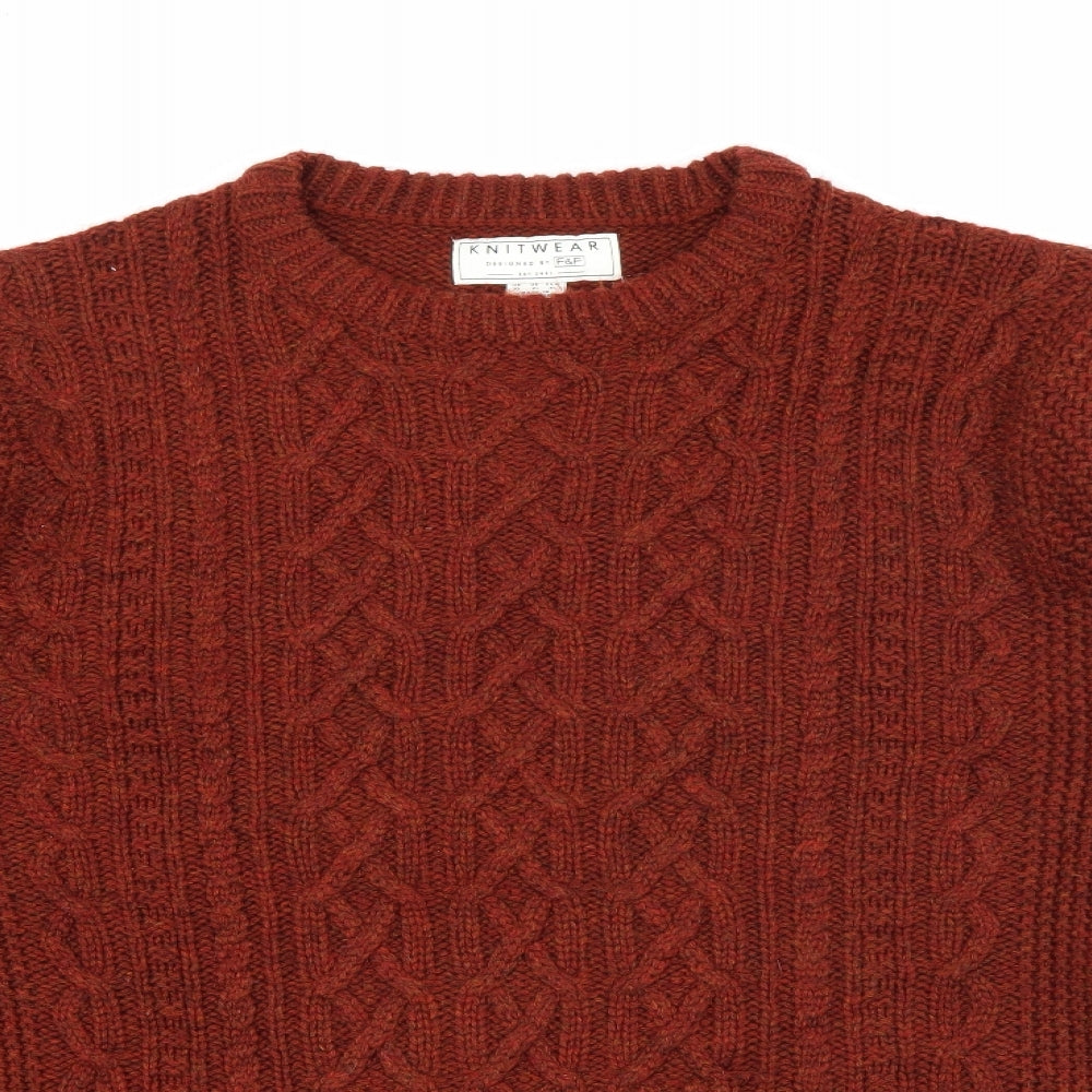 F&F Mens Red Crew Neck  Acrylic Pullover Jumper Size XL
