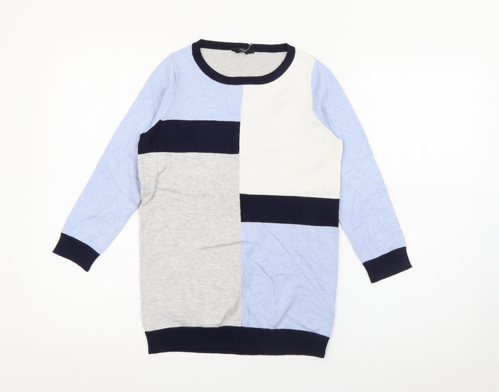 M&Co Womens Blue Crew Neck  Viscose Pullover Jumper Size 8
