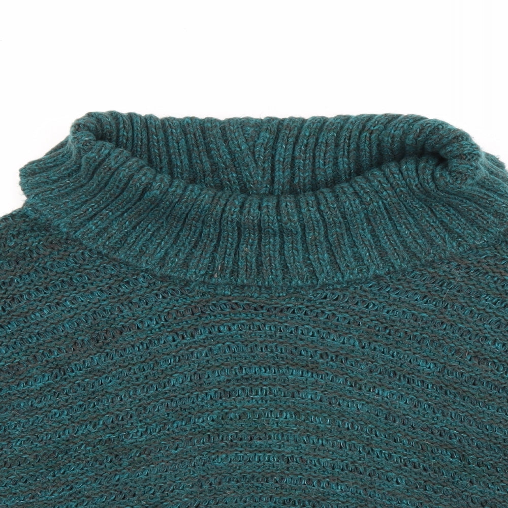 Warehouse Womens Blue Roll Neck  Acrylic Pullover Jumper Size 12