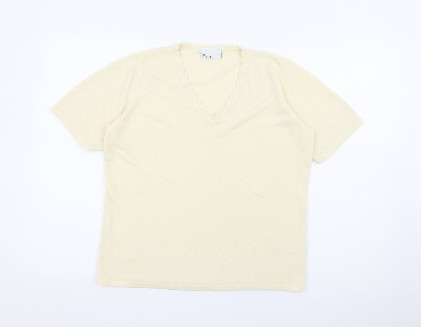 BHS Womens Yellow V-Neck  Acrylic Pullover Jumper Size 18