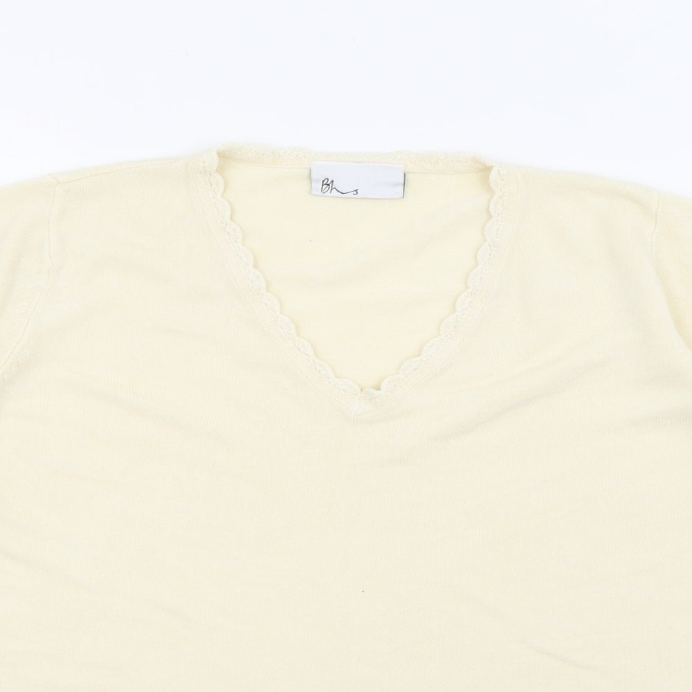 BHS Womens Yellow V-Neck  Acrylic Pullover Jumper Size 18