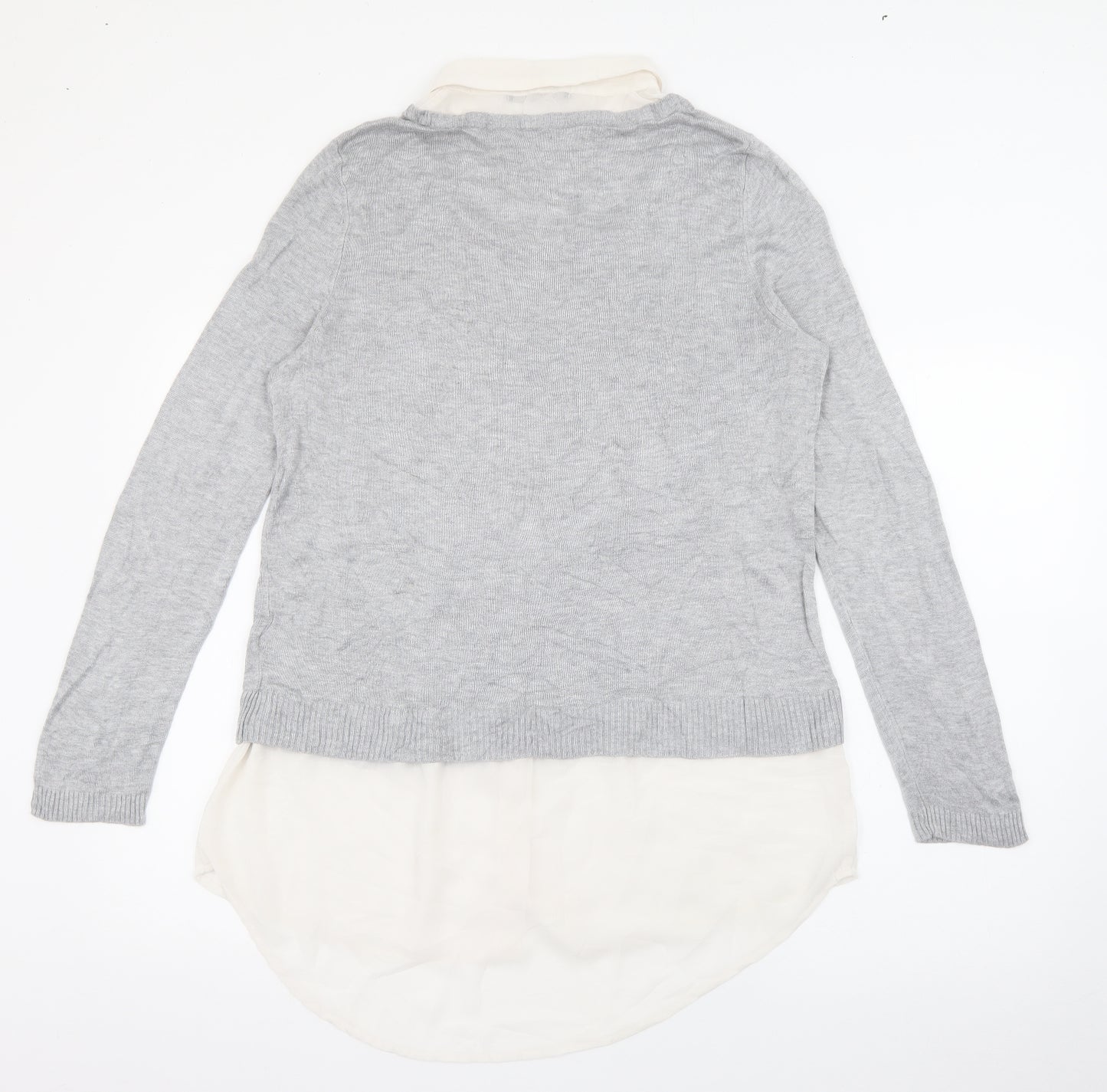 Marks and Spencer Womens Grey Collared  Viscose Pullover Jumper Size 16