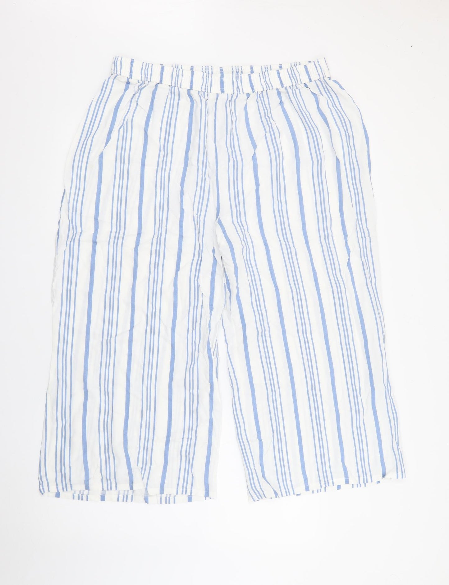 Primark Womens White Striped Viscose Trousers  Size 18 L22 in Regular