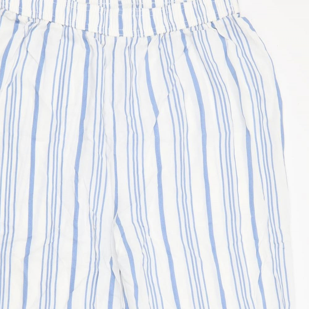 Primark Womens White Striped Viscose Trousers  Size 18 L22 in Regular