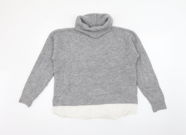 New Look Womens Grey Roll Neck Acrylic Pullover Jumper Size S