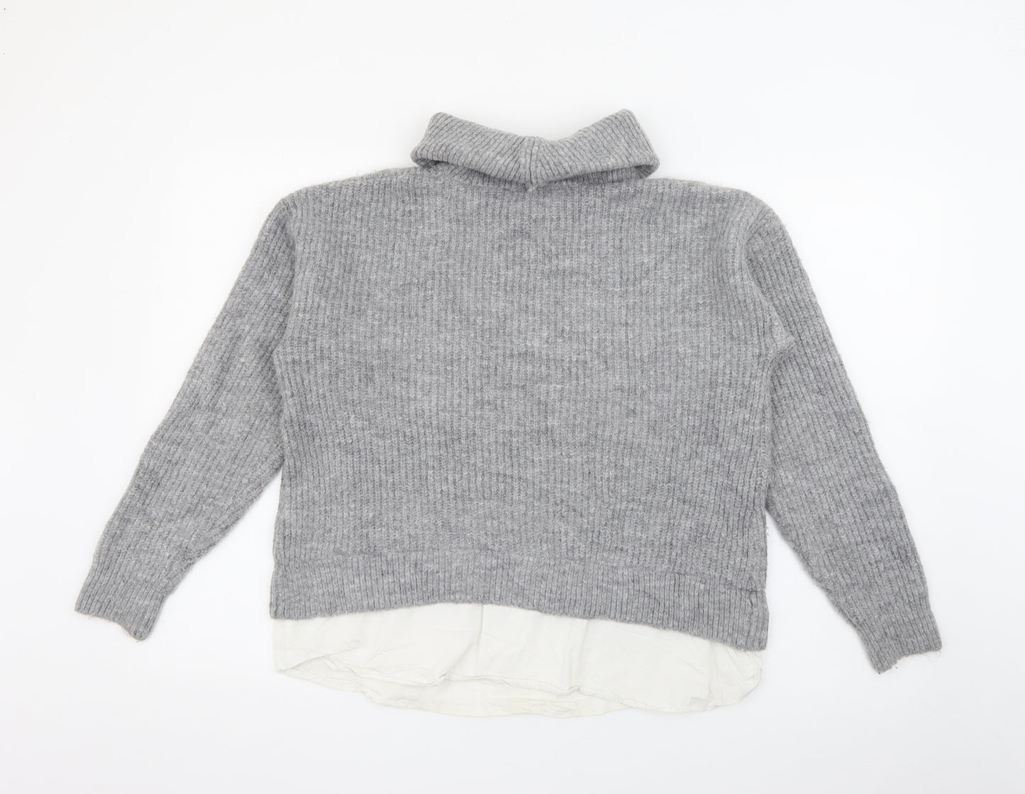 New Look Womens Grey Roll Neck  Acrylic Pullover Jumper Size S