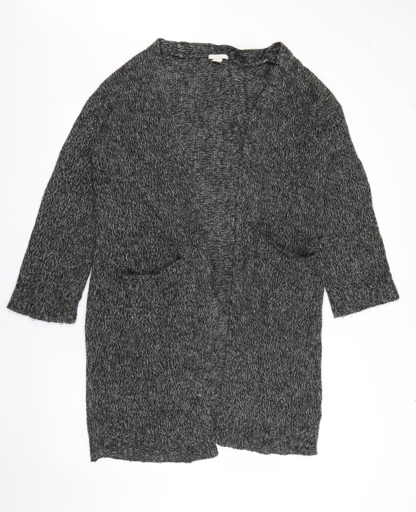 H&M Womens Grey V-Neck  Acrylic Cardigan Jumper Size S