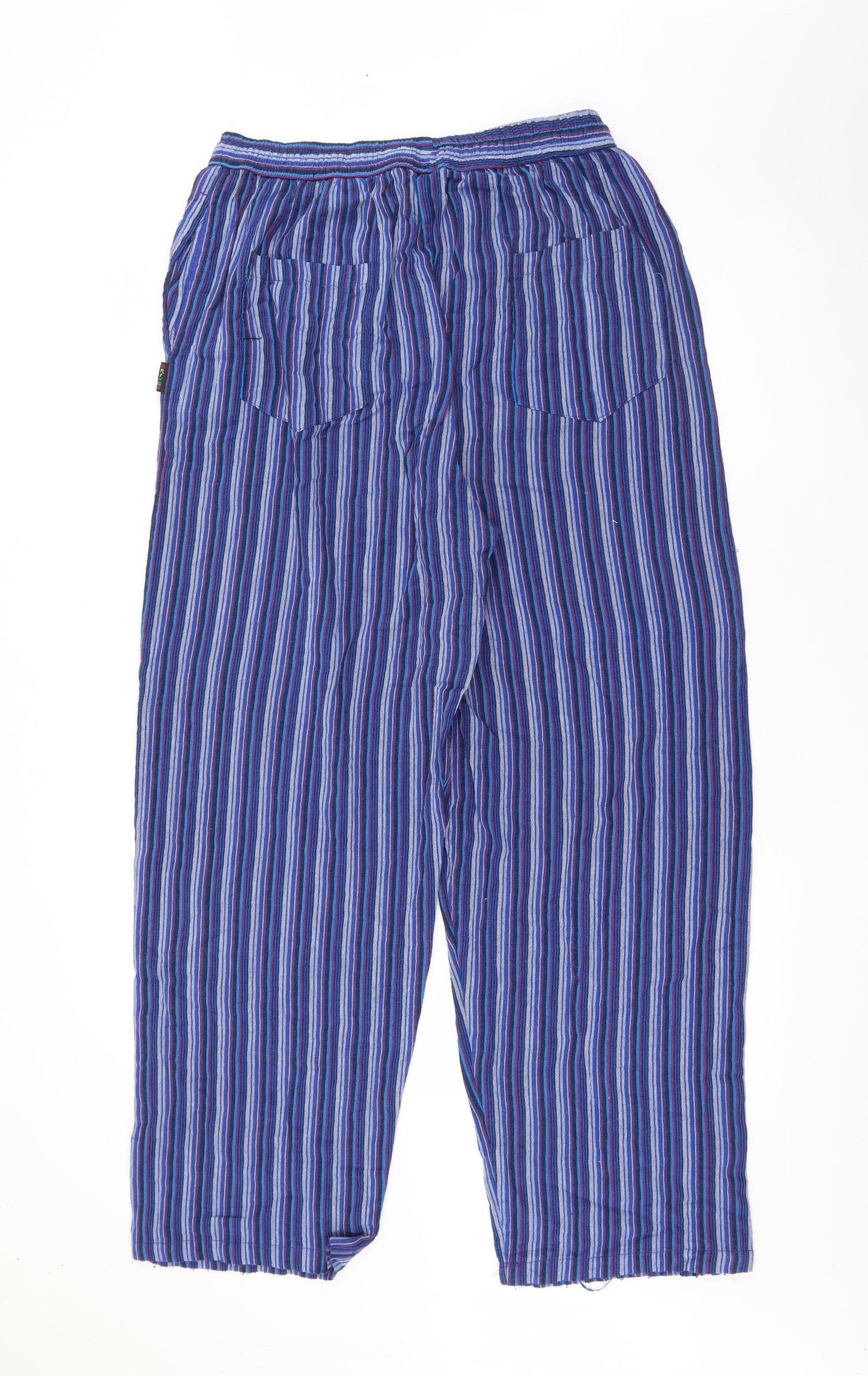 Gringo Mens Blue Striped Cotton Harem Trousers Size 2XL L29 in Regular Tie