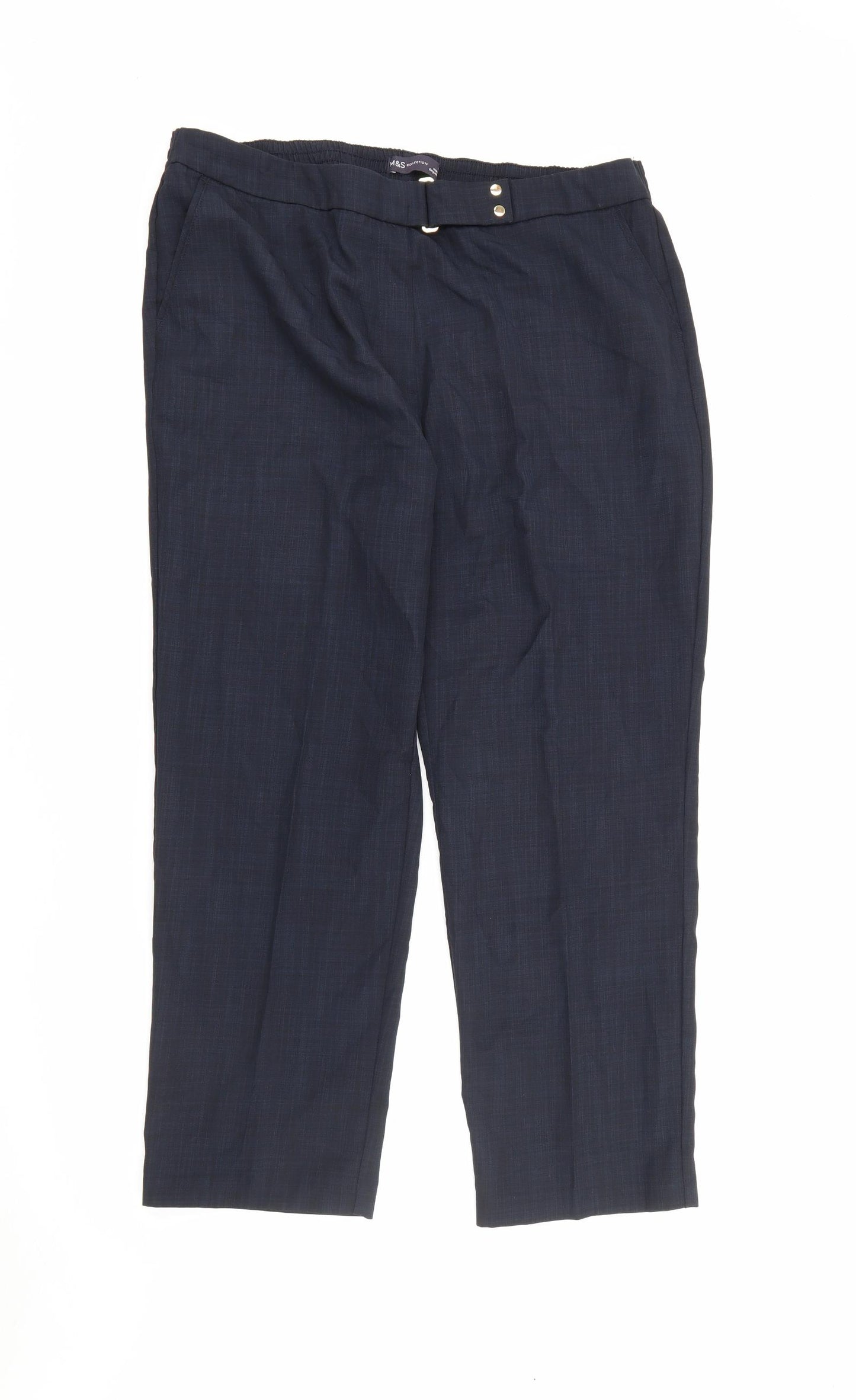 Marks and Spencer Womens Blue  Polyester Capri Trousers Size 16 L25 in Regular