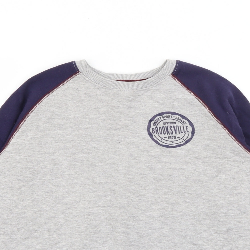 Dunnes Stores Boys Grey Crew Neck  Cotton Pullover Jumper Size 10-11 Years