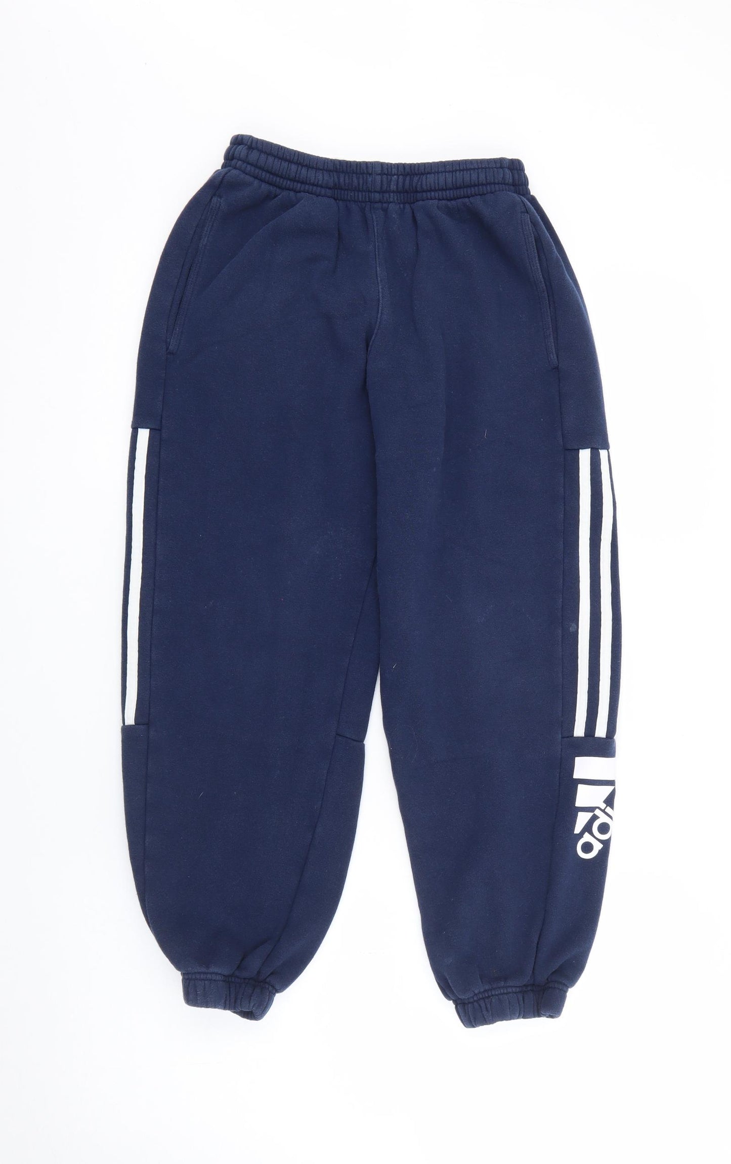 adidas Boys Blue  Cotton Jogger Trousers Size 11-12 Years  Regular Tie