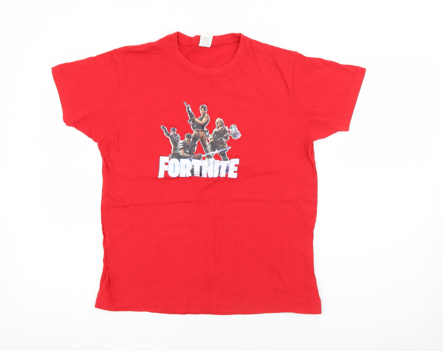 anbor Boys Red  Cotton Pullover T-Shirt Size 12-13 Years Crew Neck  - Fortnite