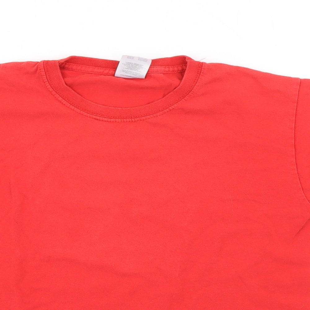 Fruit of the Loom Boys Red  Cotton Pullover T-Shirt Size 7-8 Years Crew Neck