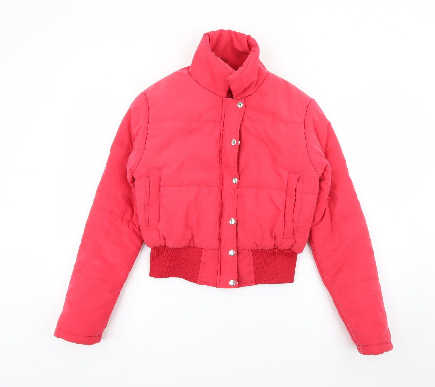 PRETTYLITTLETHING Womens Red   Puffer Jacket Coat Size 6  Zip