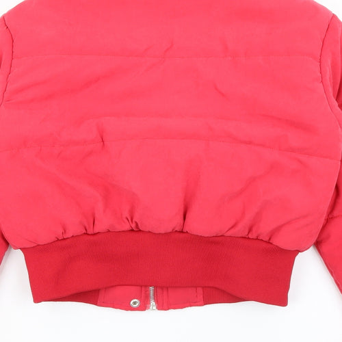 PRETTYLITTLETHING Womens Red   Puffer Jacket Coat Size 6  Zip