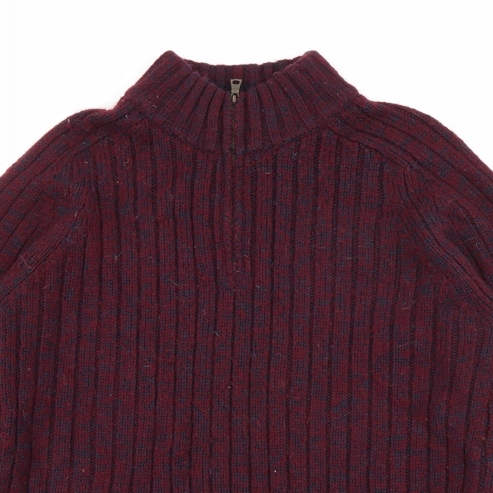 Marks and Spencer Mens Red High Neck  Acrylic Pullover Jumper Size M