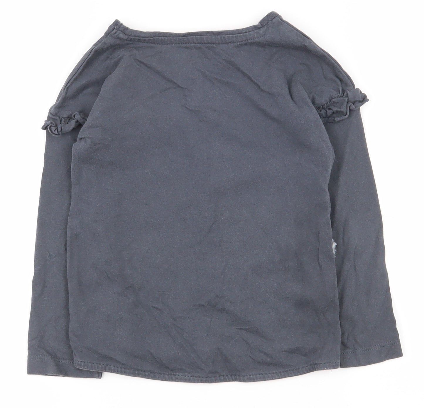 Nutmeg Girls Grey  100% Cotton Basic T-Shirt Size 3-4 Years Round Neck Pullover