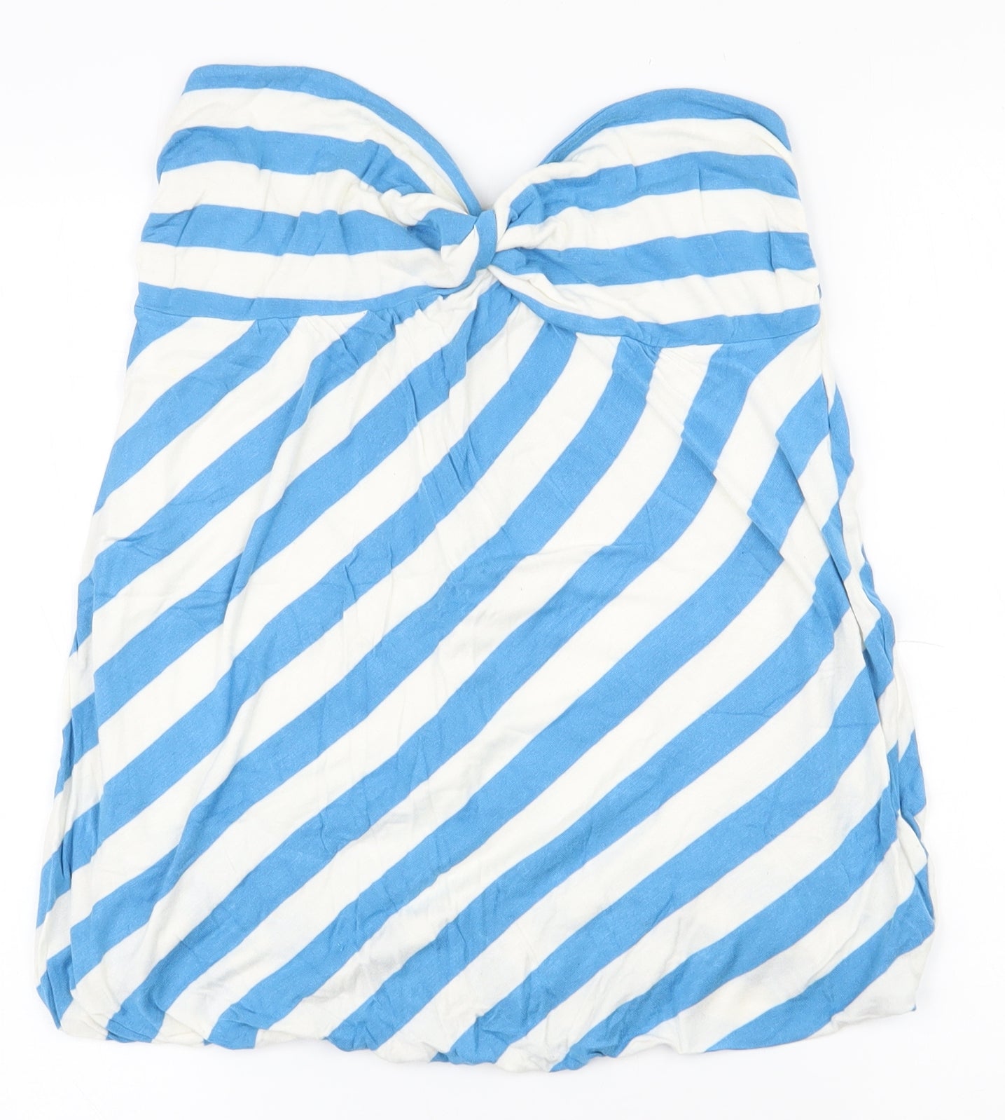 Awear Womens Blue Striped Viscose Basic T-Shirt Size 12 Sweetheart