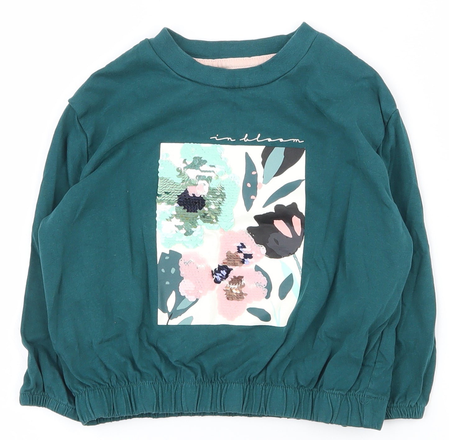 Nutmeg Girls Green  100% Cotton Basic T-Shirt Size 3-4 Years Round Neck Pullover