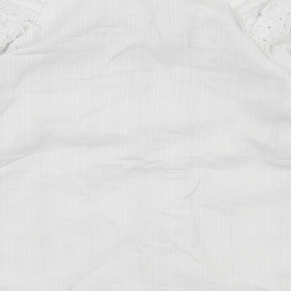 Zara Girls White  100% Cotton Basic Blouse Size 3-4 Years Crew Neck Button