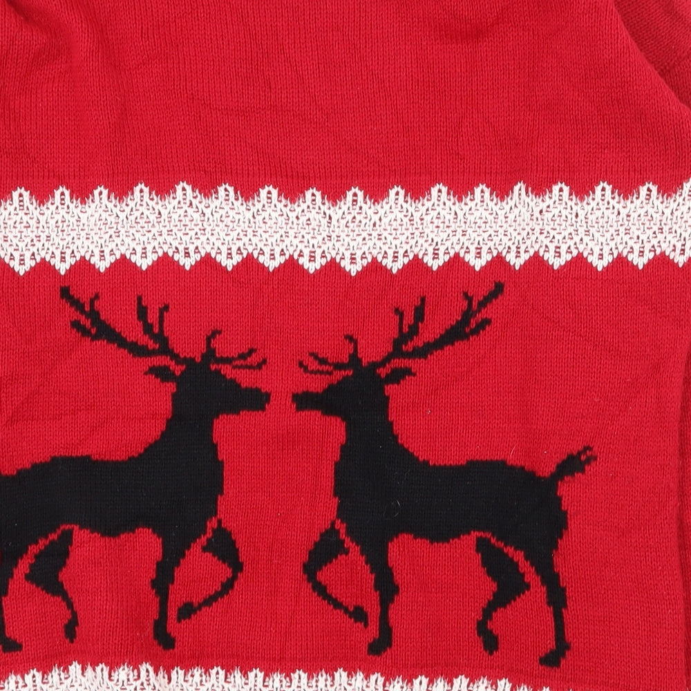 Pura Moda Womens Red Scoop Neck  Acrylic Pullover Jumper Size M   - Christmas jumper