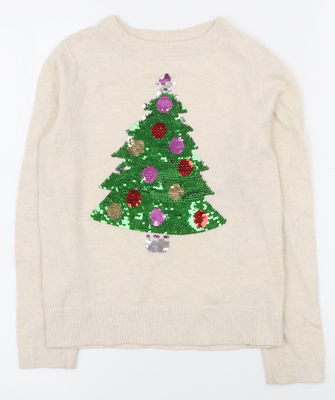 Boden Girls Ivory Crew Neck  Viscose Pullover Jumper Size 7-8 Years  Pullover - Christmas jumper