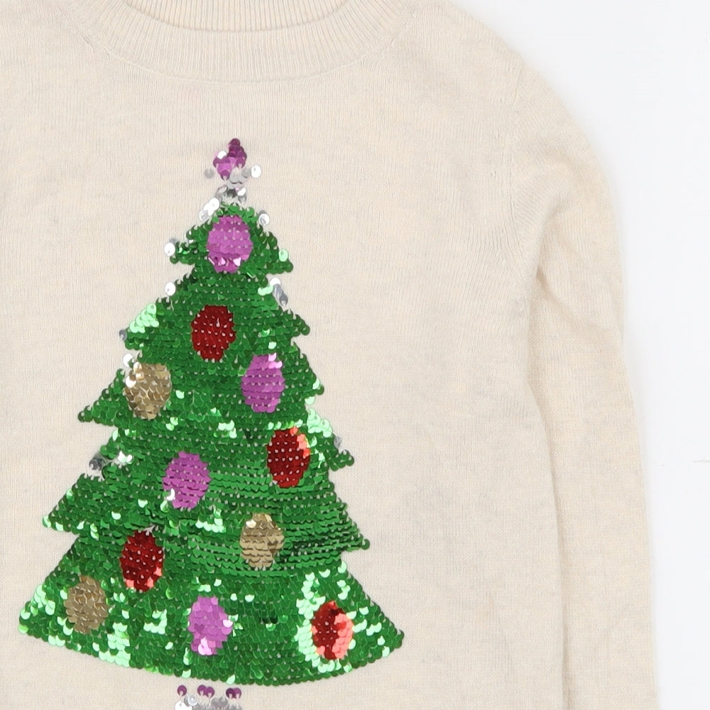 Boden Girls Ivory Crew Neck  Viscose Pullover Jumper Size 7-8 Years  Pullover - Christmas jumper