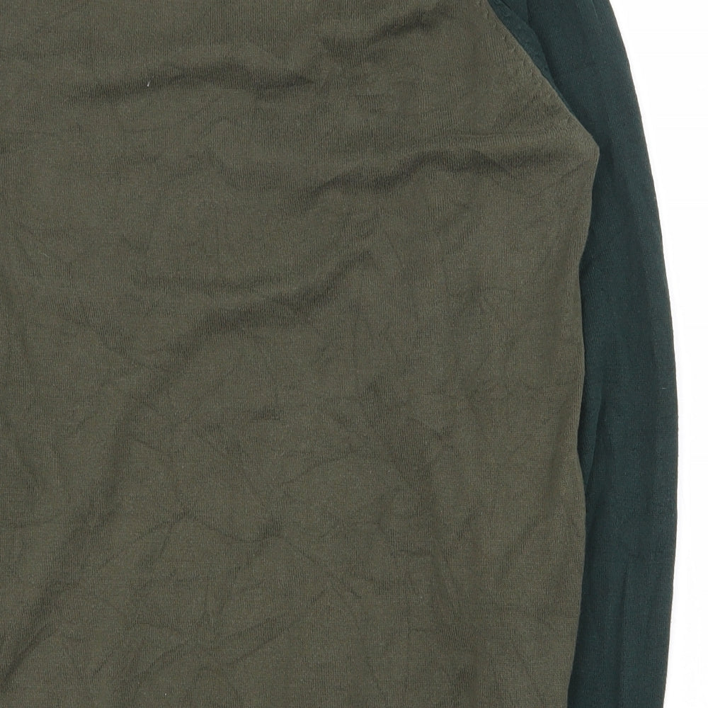 JACK & JONES Mens Green Crew Neck  Cotton Pullover Jumper Size L