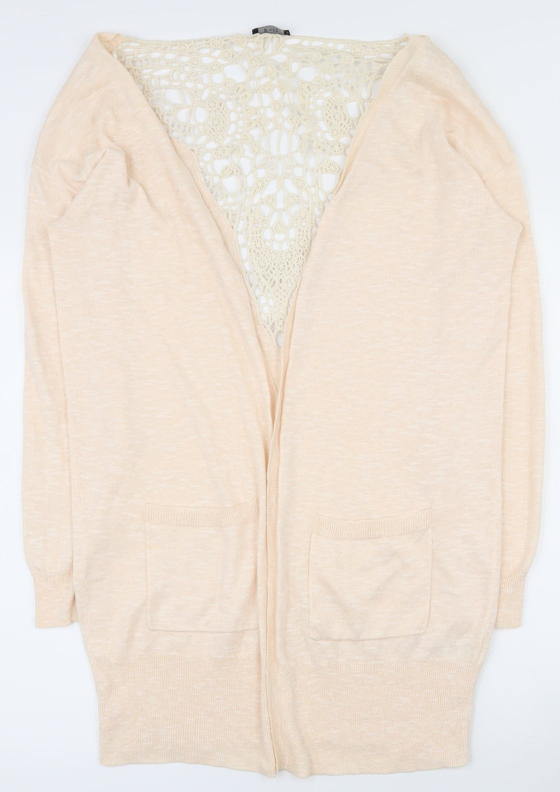 F&F Womens Pink V-Neck  Acrylic Cardigan Jumper Size 14   - Lace back