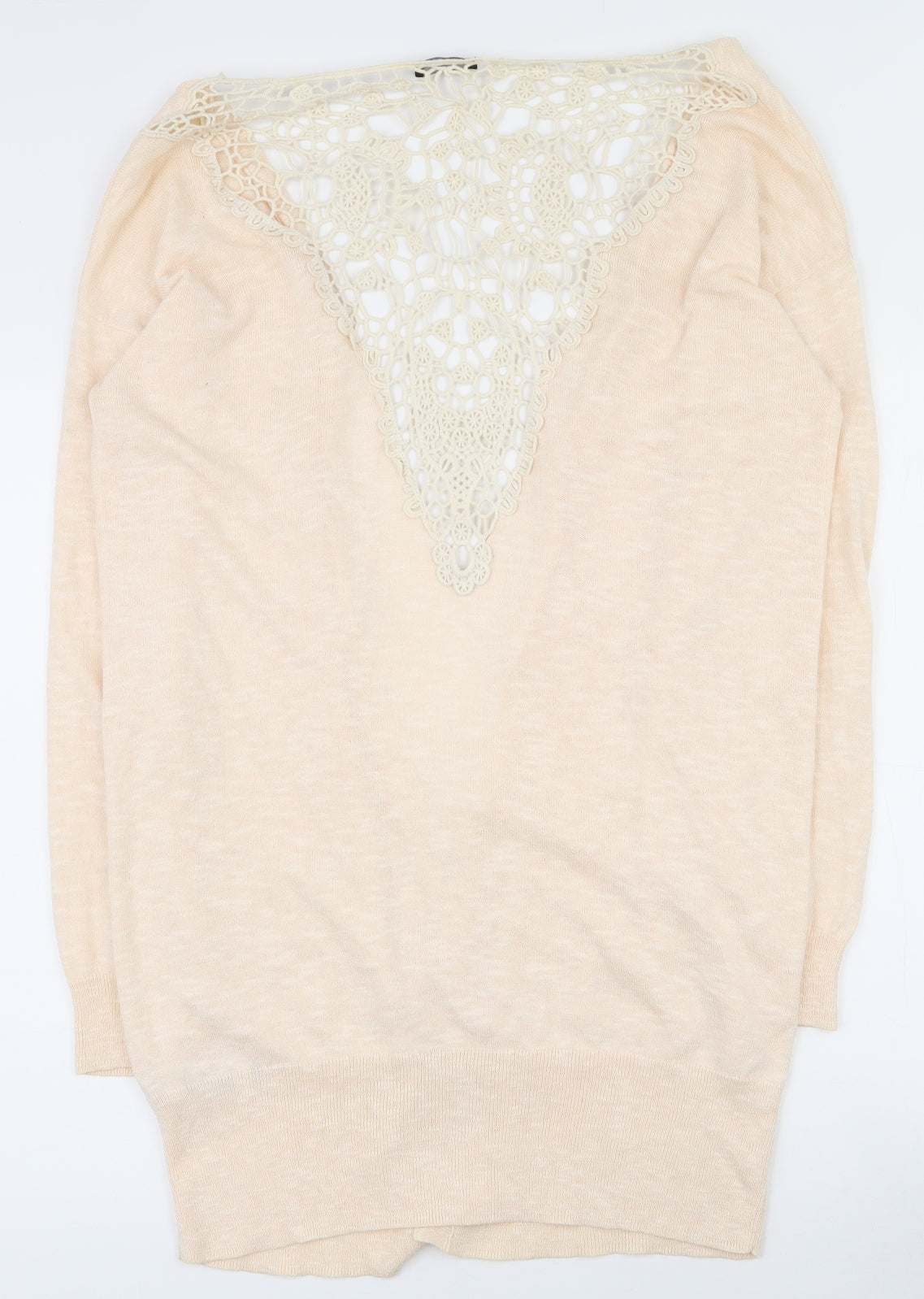 F&F Womens Pink V-Neck  Acrylic Cardigan Jumper Size 14   - Lace back