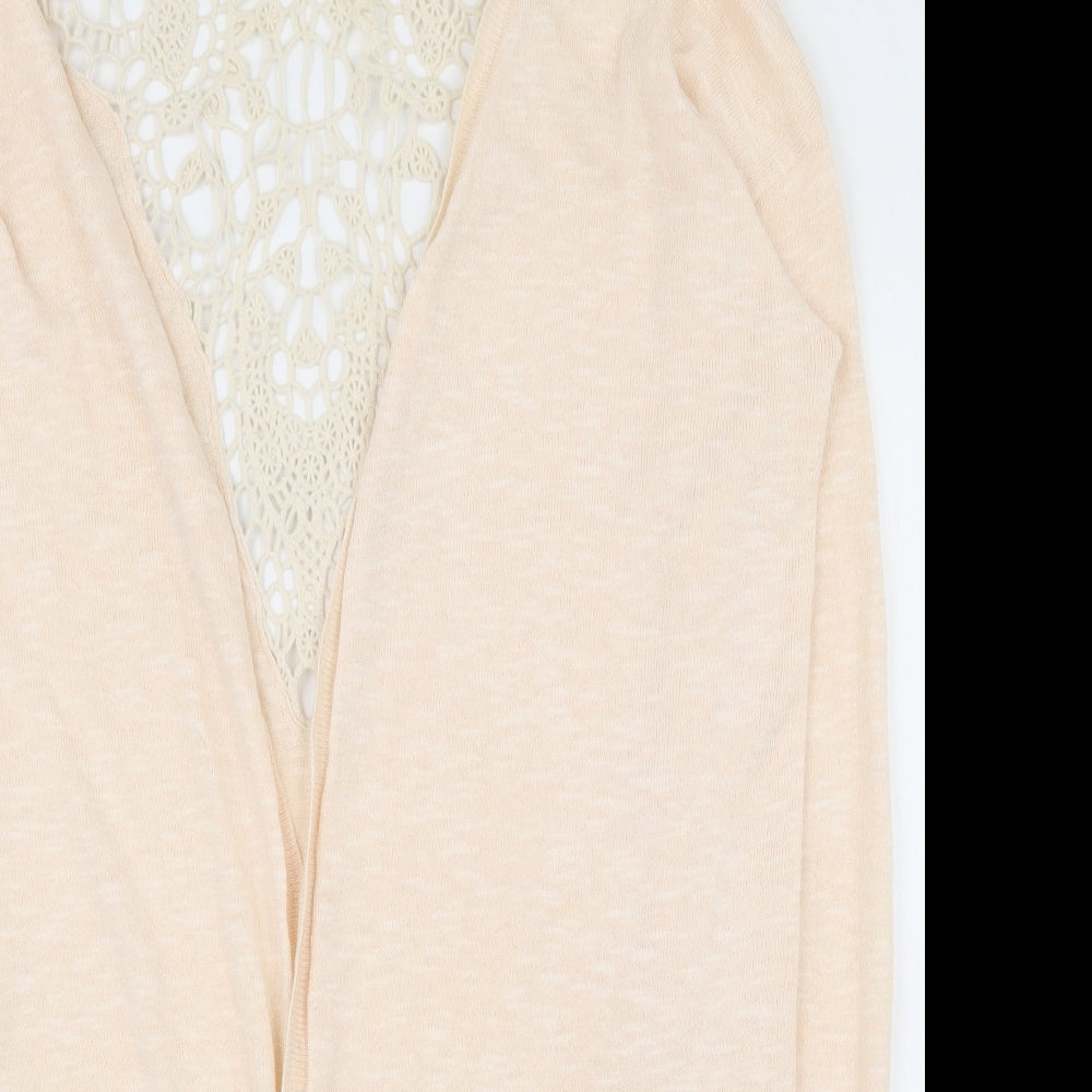 F&F Womens Pink V-Neck  Acrylic Cardigan Jumper Size 14   - Lace back