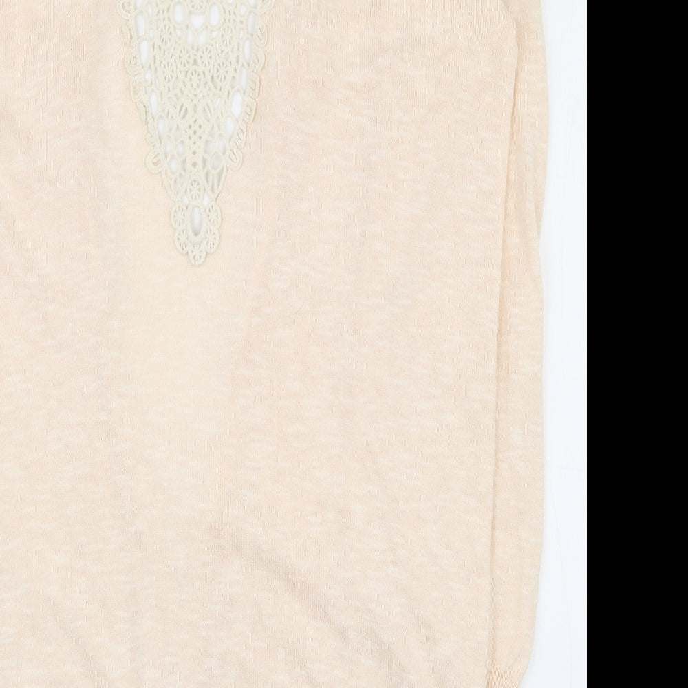 F&F Womens Pink V-Neck  Acrylic Cardigan Jumper Size 14   - Lace back