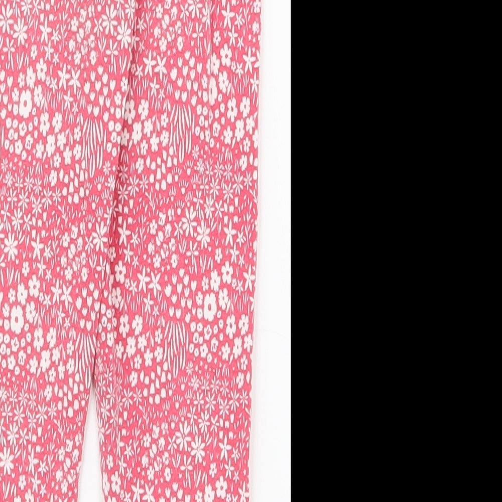 Nutmeg Girls Pink Floral Cotton Jogger Trousers Size 3-4 Years  Regular Pullover - Leggings