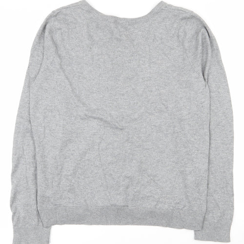 H&M Womens Grey Round Neck  100% Cotton Cardigan Jumper Size L
