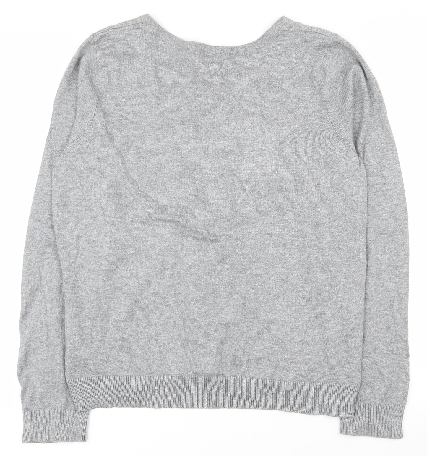 H&M Womens Grey Round Neck  100% Cotton Cardigan Jumper Size L