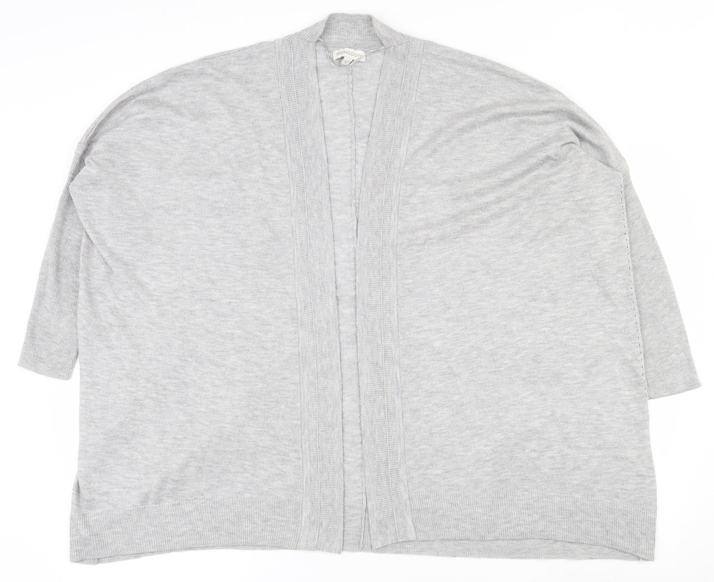 Monsoon Womens Grey V-Neck  Polyester Cardigan Jumper Size L