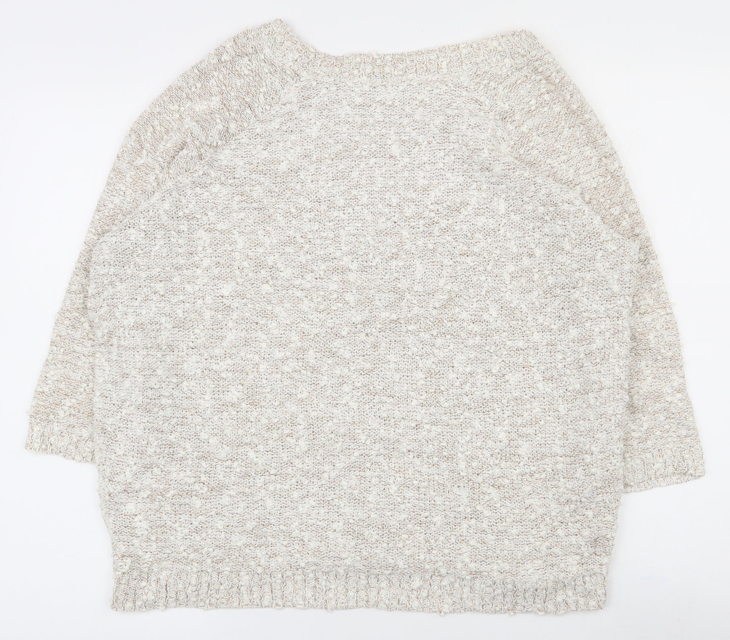 Monsoon Womens Beige Scoop Neck  Acrylic Pullover Jumper Size M