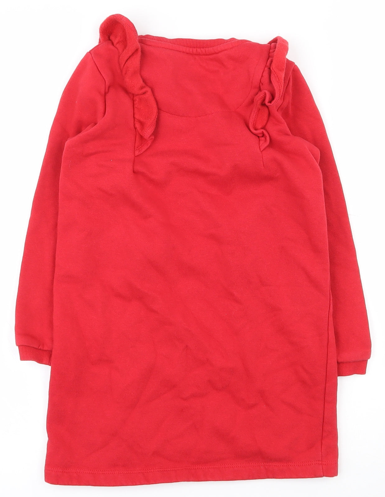 F&F Girls Red  Cotton Tunic Sweatshirt Size 6-7 Years  Pullover