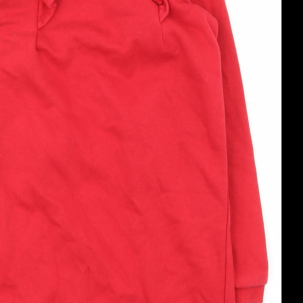 F&F Girls Red  Cotton Tunic Sweatshirt Size 6-7 Years  Pullover