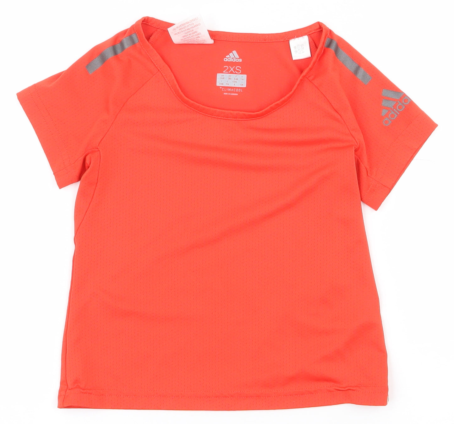 adidas Girls Orange  Polyester Basic T-Shirt Size 5-6 Years Scoop Neck Pullover