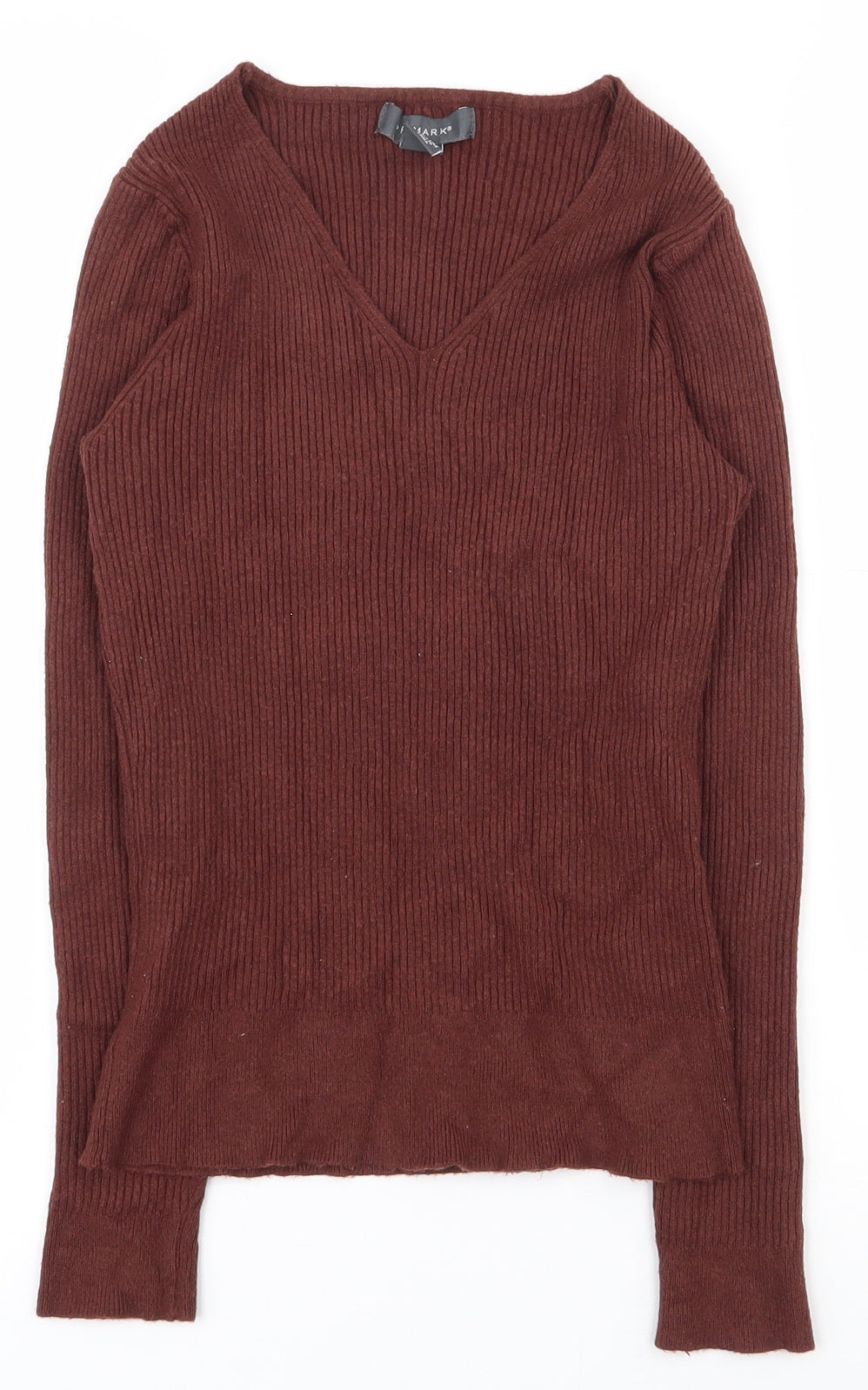 Primark Womens Brown V-Neck  Viscose Pullover Jumper Size 12