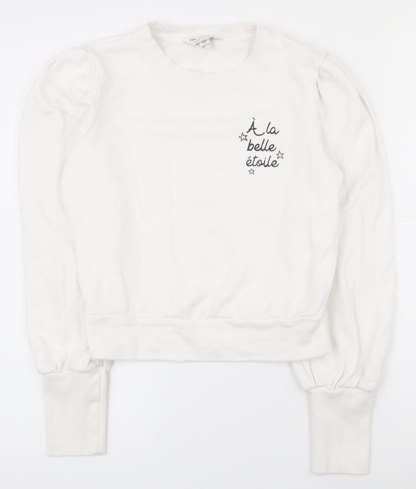 Miss Selfridge Womens White  100% Cotton Pullover Sweatshirt Size 6  Pullover