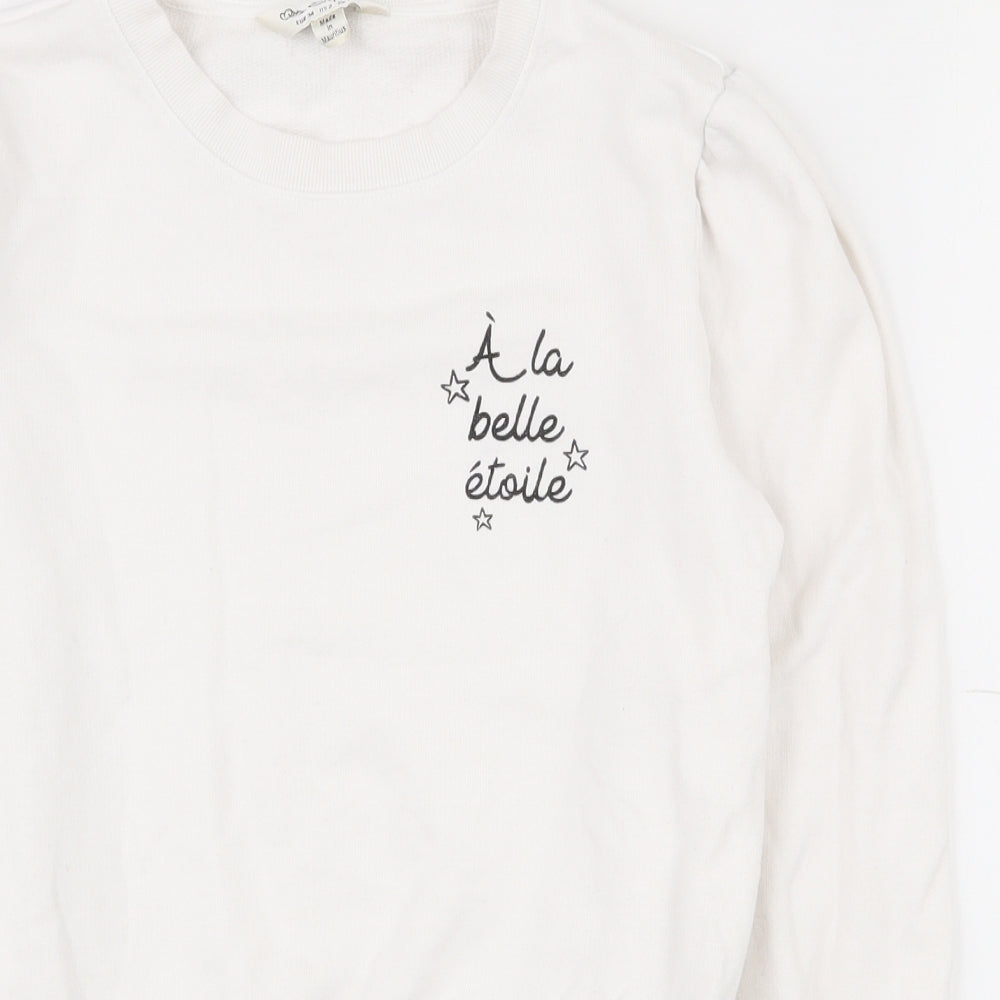 Miss Selfridge Womens White  100% Cotton Pullover Sweatshirt Size 6  Pullover