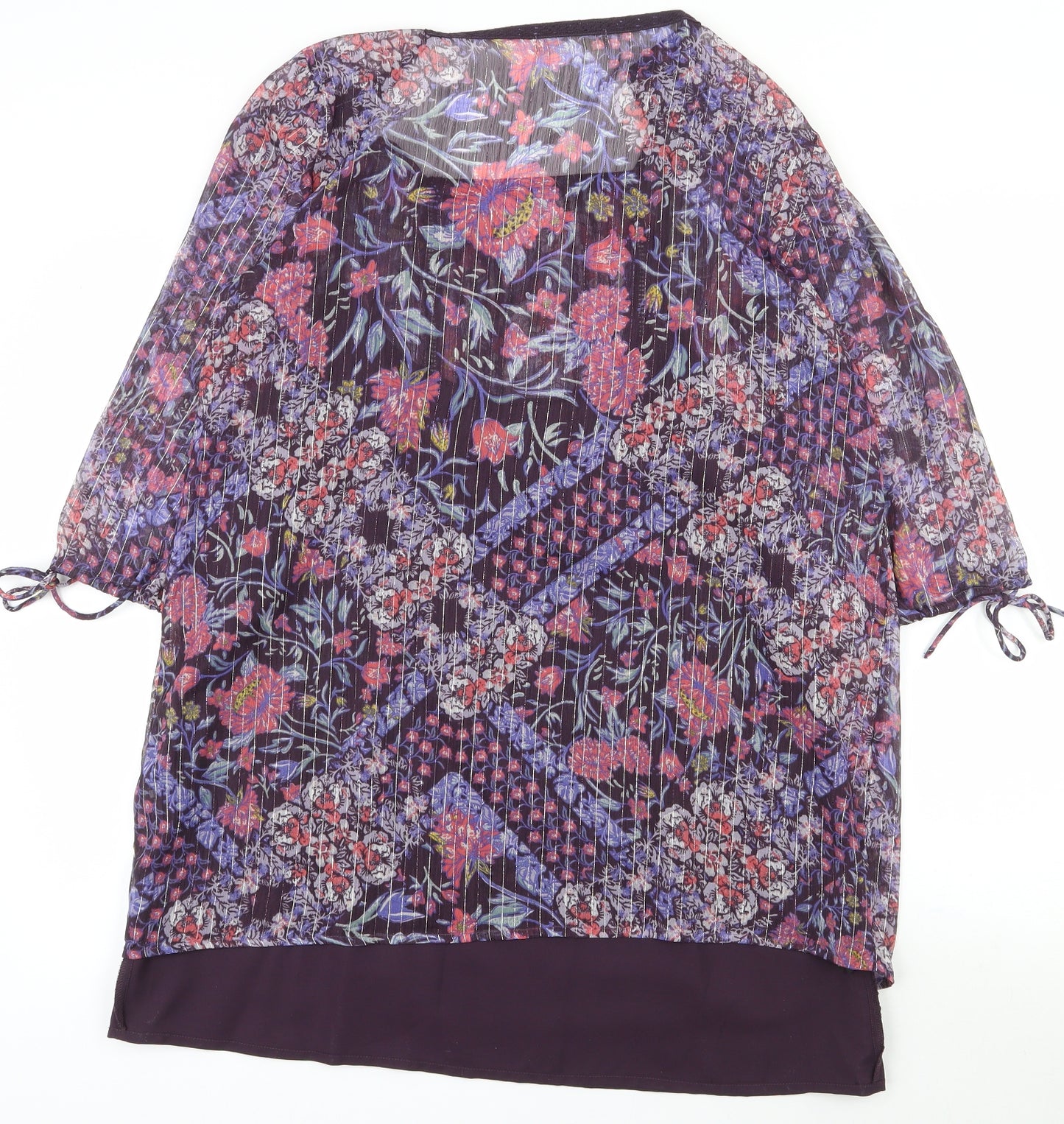 Indigo  Womens Multicoloured Floral Polyester Basic Blouse Size 14 Square Neck - 2 piece set